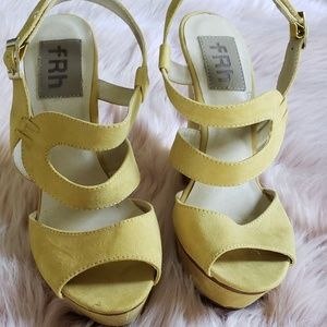 Yellow wedge sandals